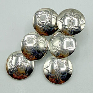 Estate Vtg Q.T. Native American Sterling Silver 925 Hand Stamped Earrings Dangle